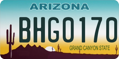 AZ license plate BHG0170