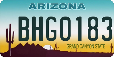 AZ license plate BHG0183