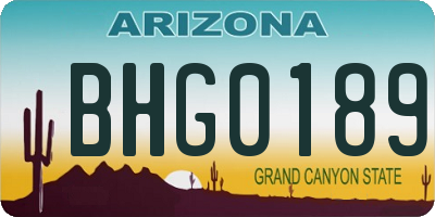 AZ license plate BHG0189