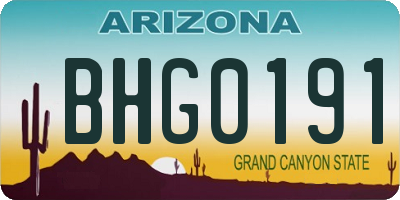 AZ license plate BHG0191