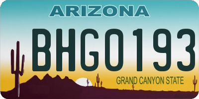 AZ license plate BHG0193