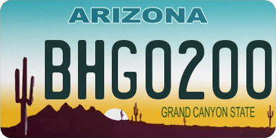 AZ license plate BHG0200