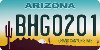 AZ license plate BHG0201