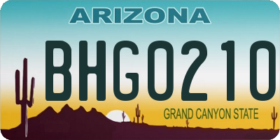 AZ license plate BHG0210
