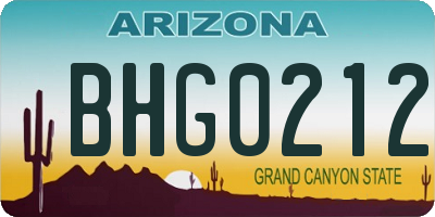 AZ license plate BHG0212