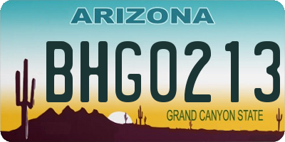 AZ license plate BHG0213