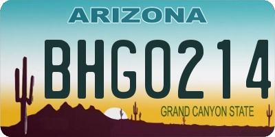 AZ license plate BHG0214