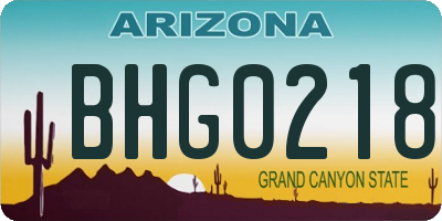 AZ license plate BHG0218