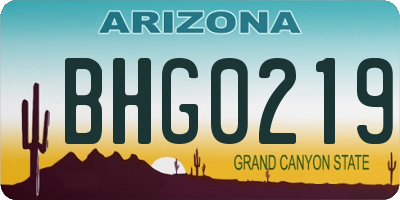 AZ license plate BHG0219