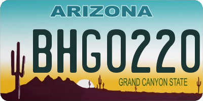 AZ license plate BHG0220