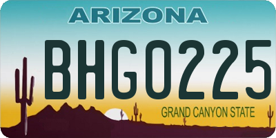 AZ license plate BHG0225