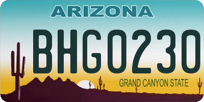 AZ license plate BHG0230