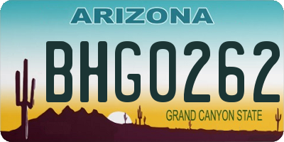 AZ license plate BHG0262