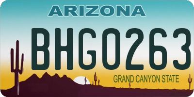 AZ license plate BHG0263