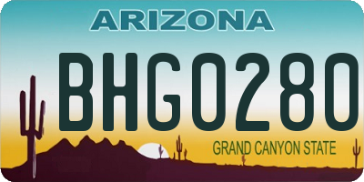 AZ license plate BHG0280