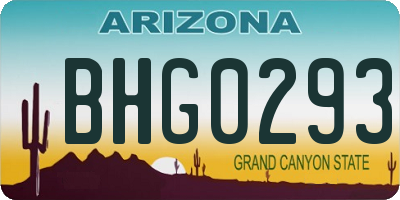 AZ license plate BHG0293