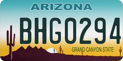 AZ license plate BHG0294