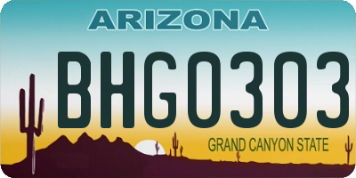 AZ license plate BHG0303