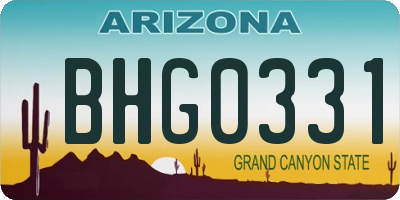 AZ license plate BHG0331
