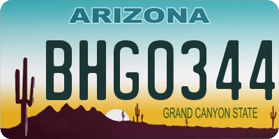 AZ license plate BHG0344