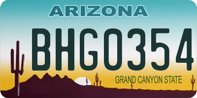 AZ license plate BHG0354