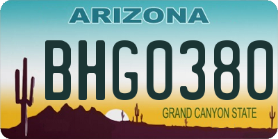 AZ license plate BHG0380