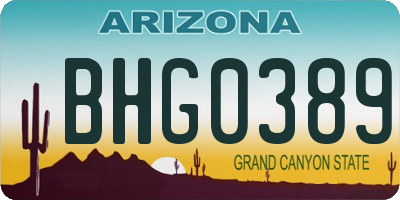 AZ license plate BHG0389