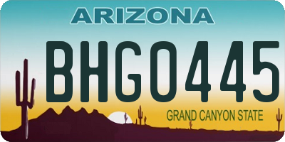 AZ license plate BHG0445