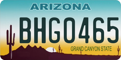 AZ license plate BHG0465
