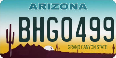 AZ license plate BHG0499