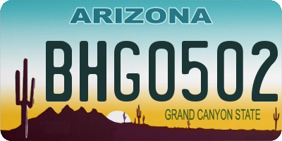 AZ license plate BHG0502
