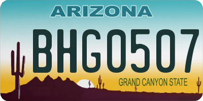 AZ license plate BHG0507