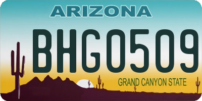 AZ license plate BHG0509