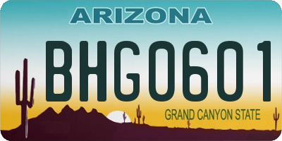 AZ license plate BHG0601