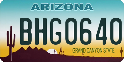 AZ license plate BHG0640
