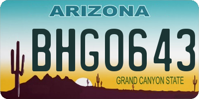 AZ license plate BHG0643