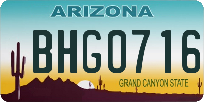 AZ license plate BHG0716