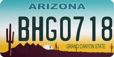 AZ license plate BHG0718