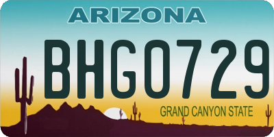 AZ license plate BHG0729