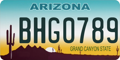 AZ license plate BHG0789