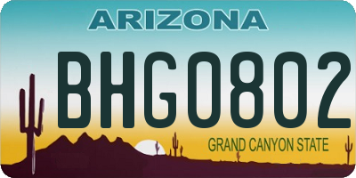 AZ license plate BHG0802