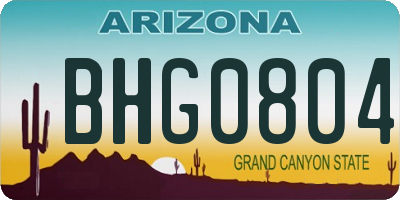 AZ license plate BHG0804