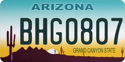AZ license plate BHG0807
