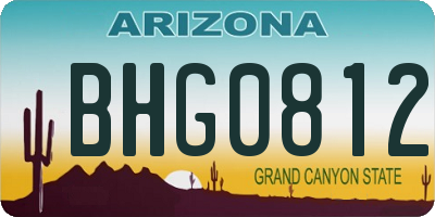 AZ license plate BHG0812