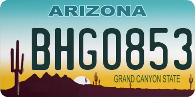 AZ license plate BHG0853