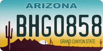 AZ license plate BHG0858