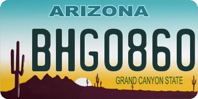 AZ license plate BHG0860