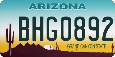 AZ license plate BHG0892