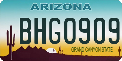 AZ license plate BHG0909