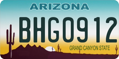 AZ license plate BHG0912